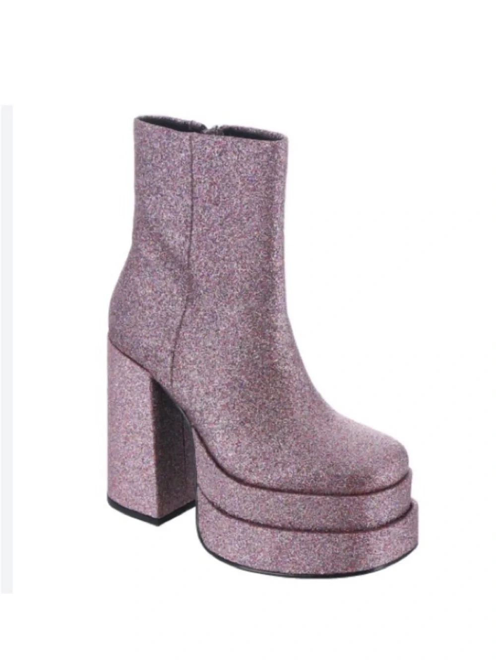 Platform Glitter Ankle Boots - Pink